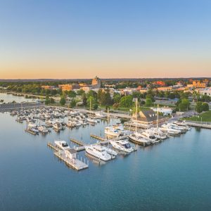 Boat Docks Along Traverse City, Michigan Shoreline