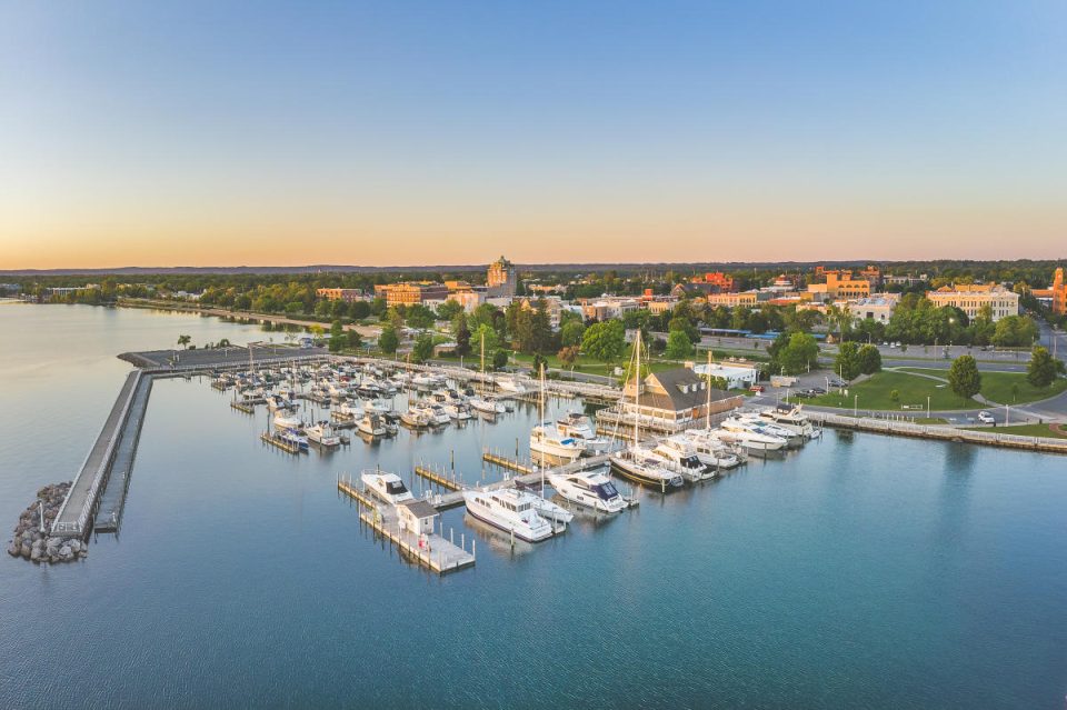 Boat Docks Along Traverse City, Michigan Shoreline