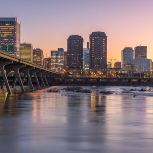 Richmond, Virginia, USA Downtown Skyline on the James River