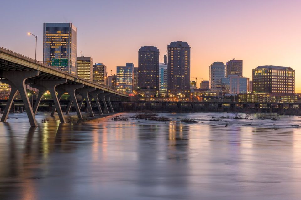 Richmond, Virginia, USA Downtown Skyline on the James River