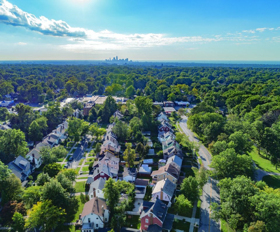 Cleveland heights, Ohio With Downtown Skyline In The Background
