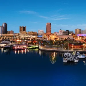 Panoramic Photo Of Long Beach, California At Night