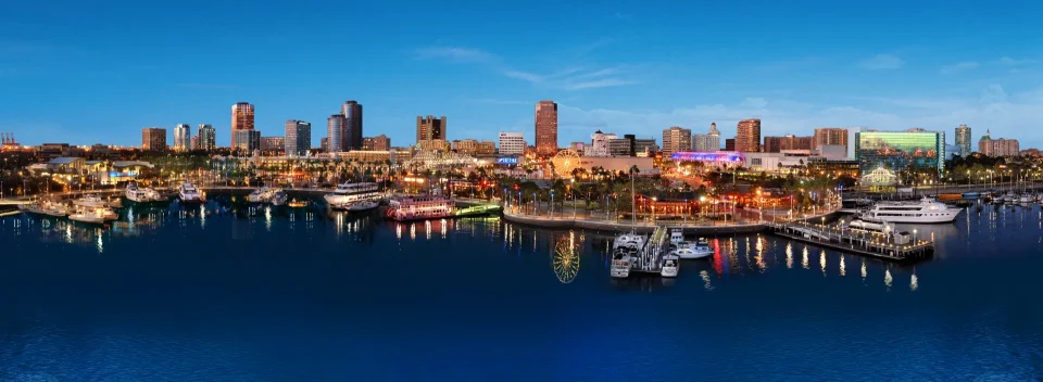 Panoramic Photo Of Long Beach, California At Night