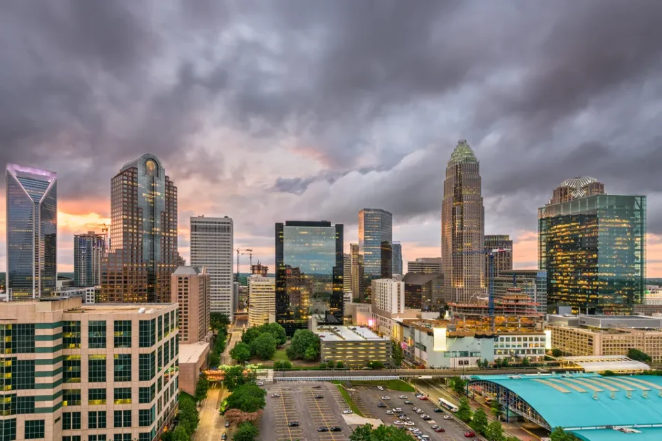 Skyscrapers On A Cloudy Day In Charlotte, North Carolina