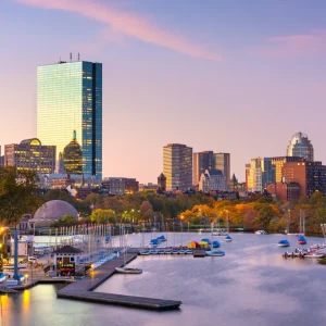 Boston, Massachusetts City Skyline From The Harbor