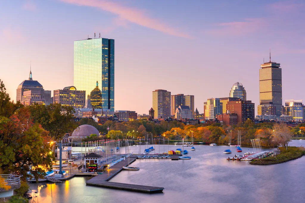 Boston, Massachusetts City Skyline From The Harbor