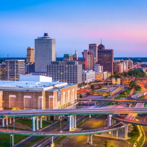 Memphis, Tennessee City Skyline and Roads