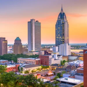 Mobile, Alabama City Skyline And Skyscrapers