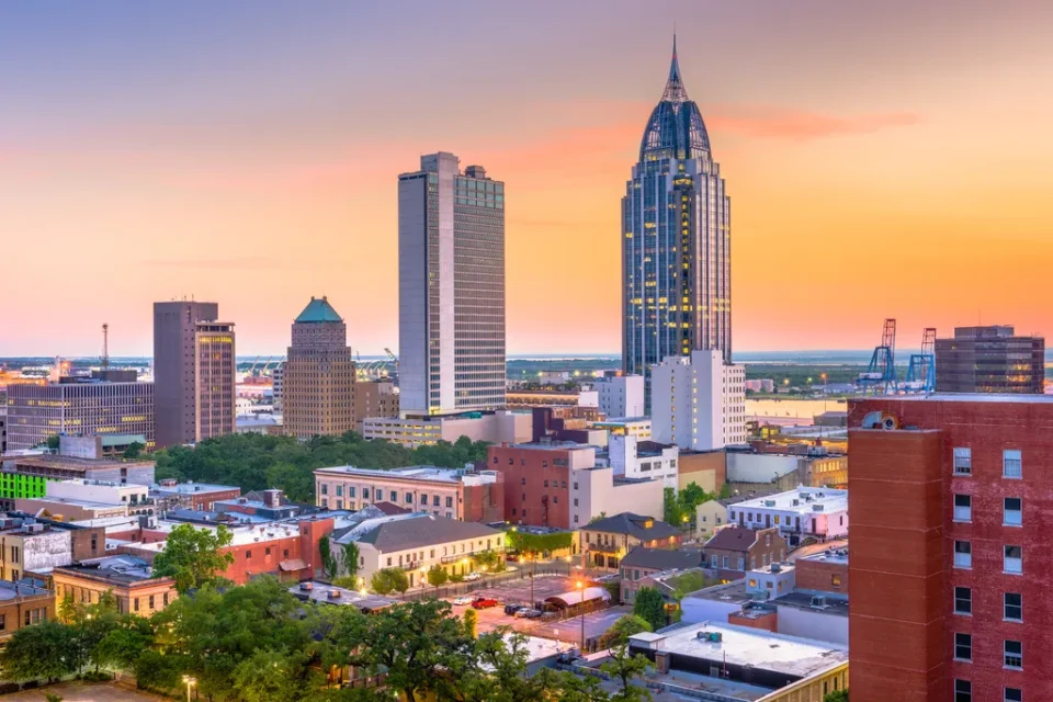 Mobile, Alabama City Skyline And Skyscrapers