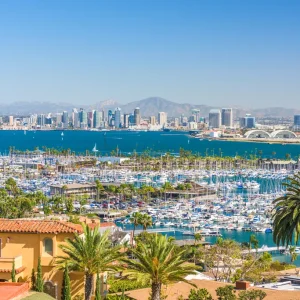 San Diego, California Ocean View And City Skyline