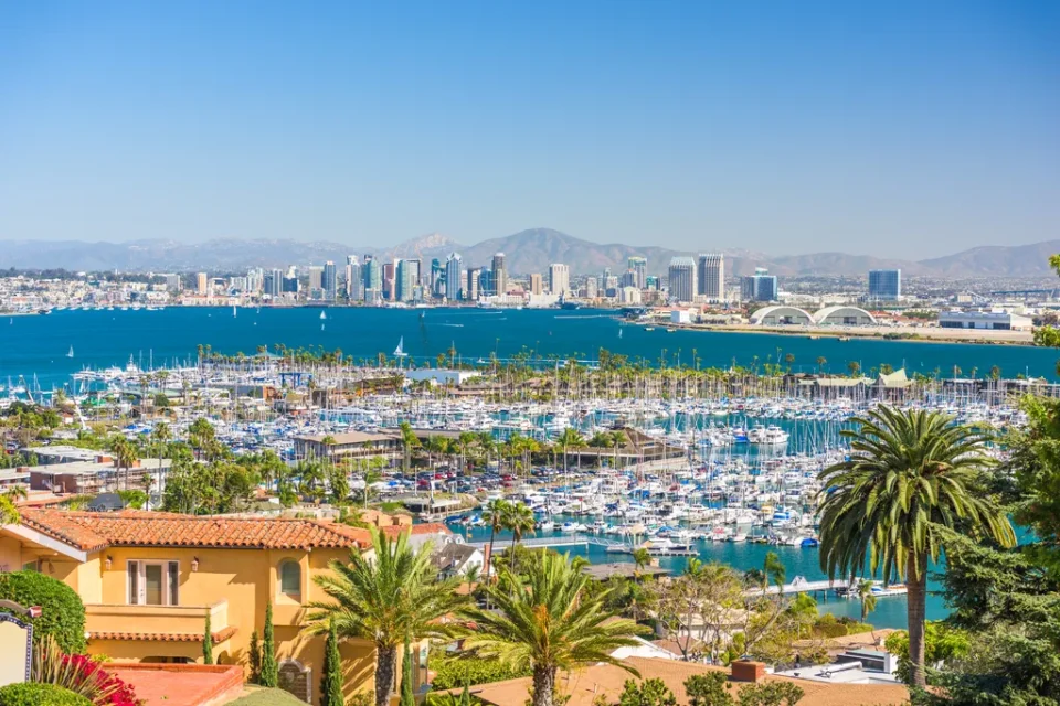 San Diego, California Ocean View And City Skyline